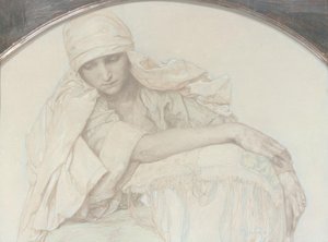 Estudo de uma jovem mulher de Alphonse Mucha