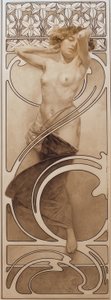 Desenho preliminar para o painel 10 de Alphonse Mucha