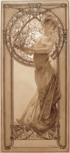 Desenho preliminar para o painel 8 de Alphonse Mucha