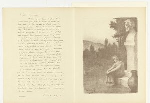 Ilustração com mulher sentada perto do busto do homem e lançador ao poema La jarre couronnée de Marcel Schwob
Ilustração para La jarre couronnée de Marcel Schwob
L