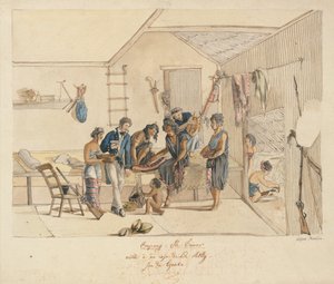 Visita a um Raja das Ilhas Timor (caneta, tinta e aguarela sobre papel)