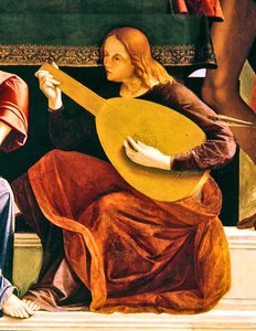 Detalhe do retábulo de Santo Ambrósio de Alvise and Basaiti Marco Vivarini