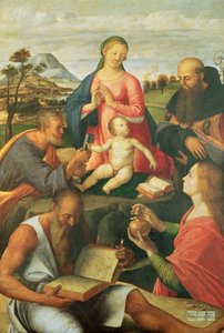 Madonna e criança com SS. Pedro, Jerônimo e Maria Madalena com um Bispo, 1500