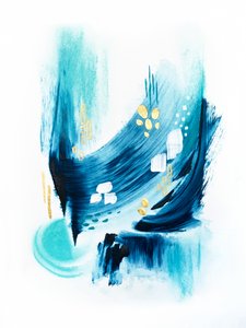 Fluxo abstrato em azul-petróleo e dourado de Alyson Storms