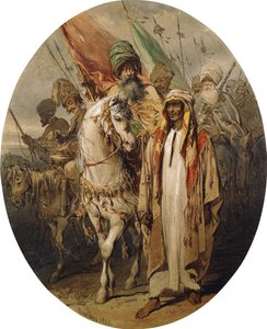 Guerreiros árabes avançando, 1855 de Amadeo Preziosi