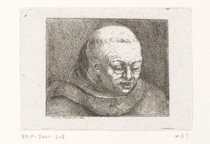 Busto de um monge com óculos