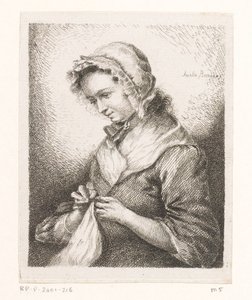 Retrato da esposa do artista Georg Friedrich Schmidt, costurando