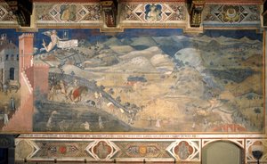 Efeitos do bom governo no campo Ciclo de afrescos A alegoria do bom e do mau governo, 1338-1339