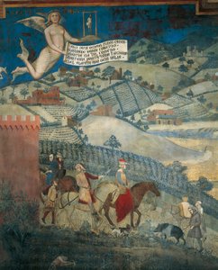 Efeitos do bom governo no país, detalhes da Alegoria e efeitos do bom e mau governo na cidade e no campo de Ambrogio Lorenzetti