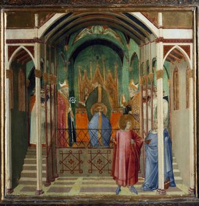 Eleição de Nicholas como bispo de Myra. Cenas da Vida de São Nicolau (Tempera em madeira) de Ambrogio Lorenzetti