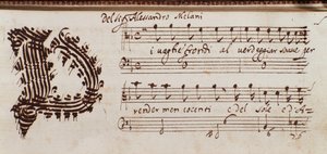 Página de colecção de partituras musicais de Alessandro Stradella de Ambrogio Preda