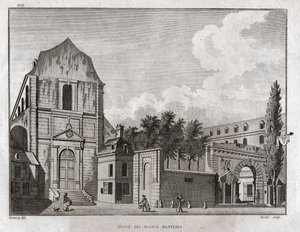 A igreja dos Blancs Manteaux no bairro de Marais, em Paris. cerca de 1780 (gravura) de Ambroise Louis Garneray