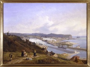 Le port de Boulogne de Louis Garneray, sd. cerca de 1820, Oil on canvas, H. 0,330; L. 0,460. CCIP Coll. de Ambroise Louis Garneray