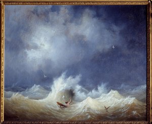 A Pintura do Naufrágio de Ambroise Louis Garneray (1783-1857) Brest do século XIX, Musee des Beaux Arts