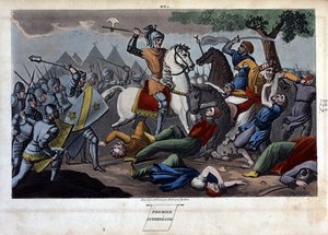 Batalha de Poitiers: Charles Martel derrotado entre Tours e Poitiers Abd al-Rahman I ou Abderamane I (Abd al-Rahman) (731-788), rei dos Sarracenos em 732 - Desenhado e gravado por Ambrose Tardieu em 1825.
