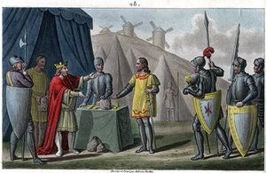 Charles, a dinastia Carolíngia, reinou de 884 a 887. Não ousando atacar os normandos que sitiaram Paris, ele comprou a Paz a eles. Carlos-le-Gros não está incluído na ordem numérica dos reis, ele é considerado regente ou usurpador. - Desenhado e e de Ambroise Tardieu