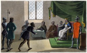 Childeberto II, o justo fazendo justiça aos seus súditos (711). Desenhado e gravado por Ambroise Tardieu em 1825. de Ambroise Tardieu