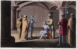 Detrones Childeric III e cercados por Pepin le Brief num mosteiro em Saint Omer entre 742 e 749. Arrasto e sepultura por Ambroise Tardieu em 1825. de Ambroise Tardieu