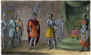 Chilperic II (670 - 721) foi colocado no trono por Rainfroi em 715. Desenhado e gravado por Ambroise Tardieu em 1825. de Ambroise Tardieu