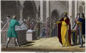 Grimoald, filho de Pépin o Ancião, Prefeito do Palácio da Austrália (642) sob Sigebert III. Desenhado e gravado por Ambroise Tardieu em 1825. de Ambroise Tardieu
