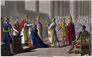 Luís II foi consagrado uma segunda vez no Concílio de Tróia por João VIII, em 879. Desenhado e gravado por Ambroise Tardieu em 1825. de Ambroise Tardieu