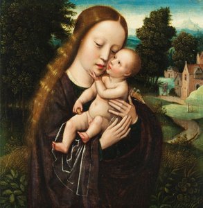 Ambrosius Benson Maria com o Menino em paisagem de Ambrosius Benson