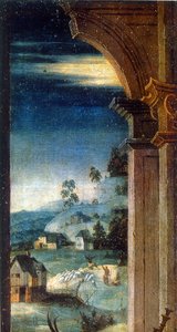 A Natividade (Óleo sobre Madeira) 1550 de Ambrosius Benson