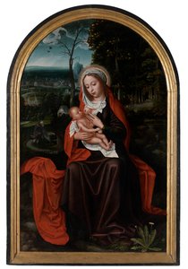 O resto no voo para o Egipto (óleo no painel) de Ambrosius Benson
