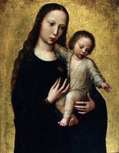 A Virgem Maria com o menino Jesus de camisa
