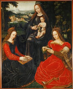 Virgem e Menino com Santa Catarina e São Barba ... de Ambrosius Benson