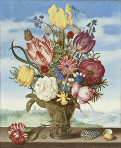 Buquê de flores em uma borda de Ambrosius the Elder Bosschaert
