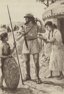 Um Agricultor Itálico da Idade do Bronze armado para a Batalha (litho)