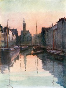 Quai du Miroir, Bruges (litografia a cores)