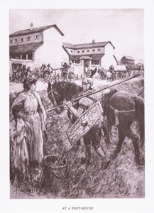 Em uma casa de correios, ilustração do soldado romano, 1928 de Amedee Forestier