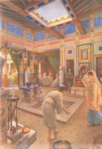 Vida doméstica em Roma, a partir de cartazes da escola MacMillan, c.1950-60s de Amedee Forestier