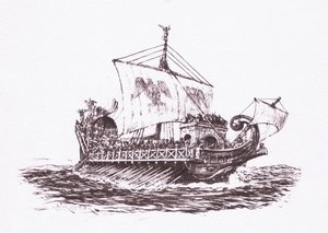 Patrulha da frota: navios romanos, ilustração do soldado romano, 1928