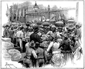 Tenda de gelo no mercado, Georgetown, Demerara, Guiana Guiana Britânica, 1888 de Amedee Forestier