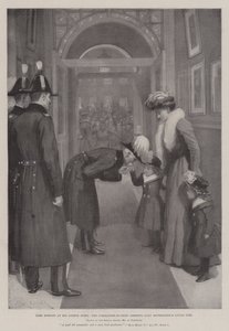 Lord Roberts em seu London Hotel, o comandante-chefe cumprimentando Lady Settrington&39;s Little Girl de Amedee Forestier