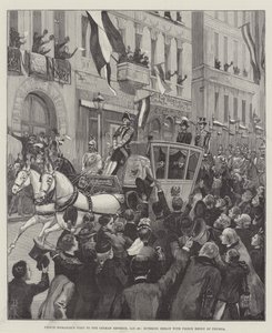 Visita do Príncipe Bismarck ao Imperador Alemão, 26 de janeiro, entrando em Berlim com o Príncipe Henrique da Prússia