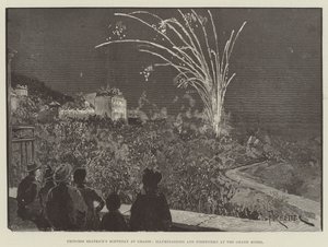 Aniversário da princesa Beatriz em Grasse, iluminações e fogos de artifício no Grand Hotel