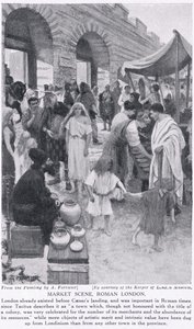 Cena do mercado romano, Londres, ilustração de &39;História das Nações de Hutchinson&39;, c.1910 de Amedee Forestier