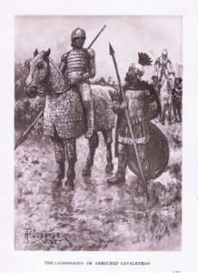 O Cataphractus ou cavaleiro blindado, ilustração de The Roman Soldier, 1928
