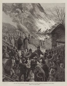 A guerra de aluguel na Irlanda, queimando as casas de inquilinos despejados em Glenbeigh, Condado de Kerry de Amedee Forestier