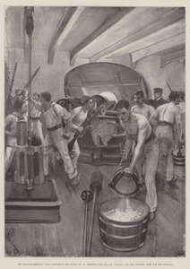 A Guerra Hispano-Americana, preparando-se para a Ação em um Homem-de-Guerra Americano, enchendo Canos de Armas e de Divisão para as Esponjas