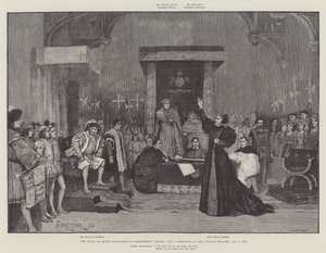 O Julgamento da Rainha Katharine no Henry VIII de Shakspere, produzido no Lyceum Theatre, 5 de janeiro de 1892