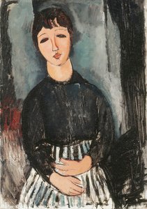 Um empregado em um avental listrado, 1916 de Amedeo Modigliani
