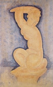 Cariátide, 1914 (lápis e wc) de Amedeo Modigliani