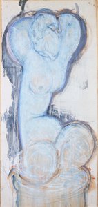 Cariátide, c.1914 (guache sobre papel, colocado sobre tela e painel) de Amedeo Modigliani