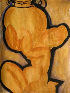 Cariátide com um vaso, c.1913-14 de Amedeo Modigliani