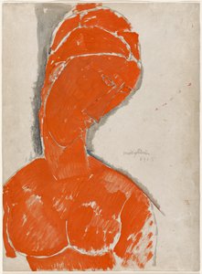Busto feminino em vermelho de Amedeo Modigliani